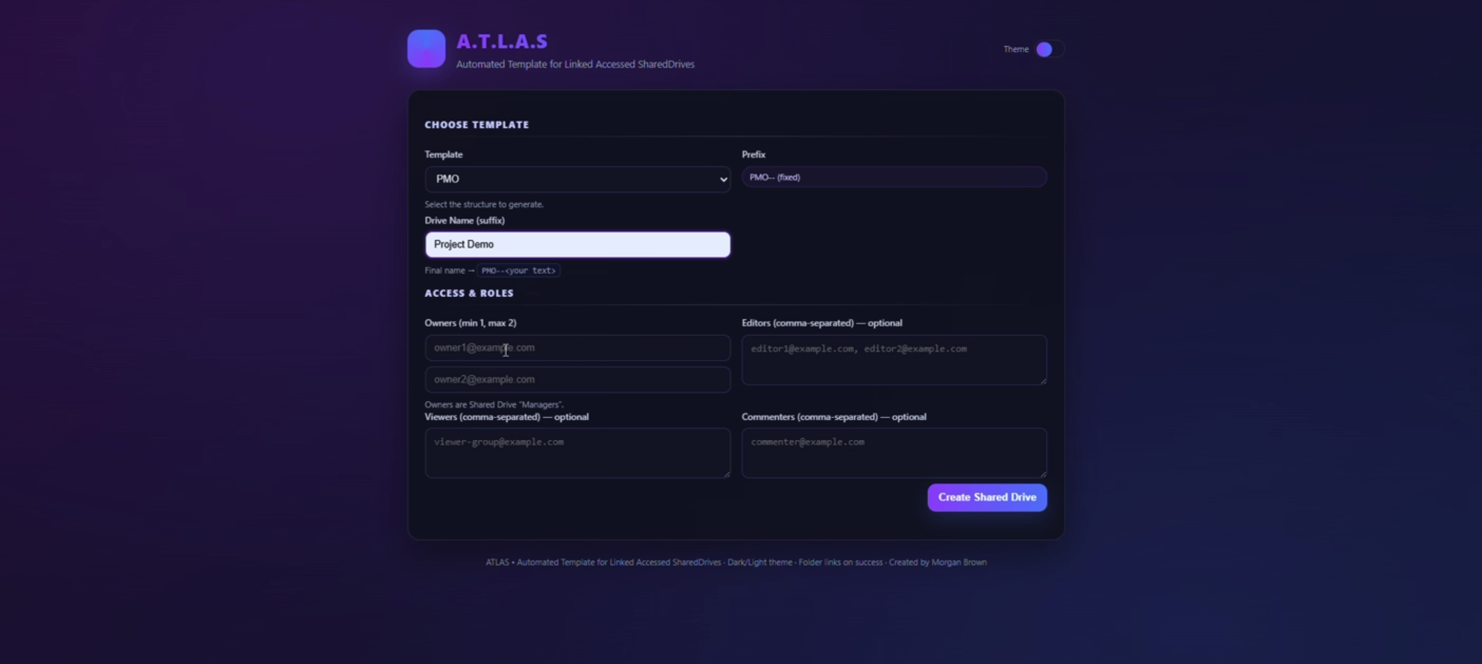 A.T.L.A.S. — Google Workspace Shared Drive automation
